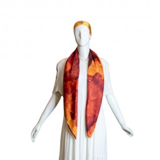 Square silk scarf- Amber orange Solidarity  100*100 cm